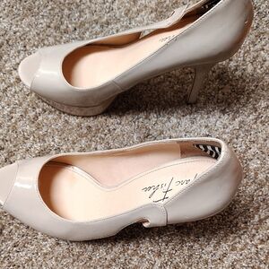 Beige Women's Peep Toe Heels